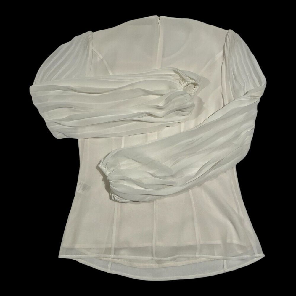Zimmermann Crew Neck Balloon Long Sleeves Lined Blouse Back Zipper OffWhite Sz 0 - Picture 3 of 16
